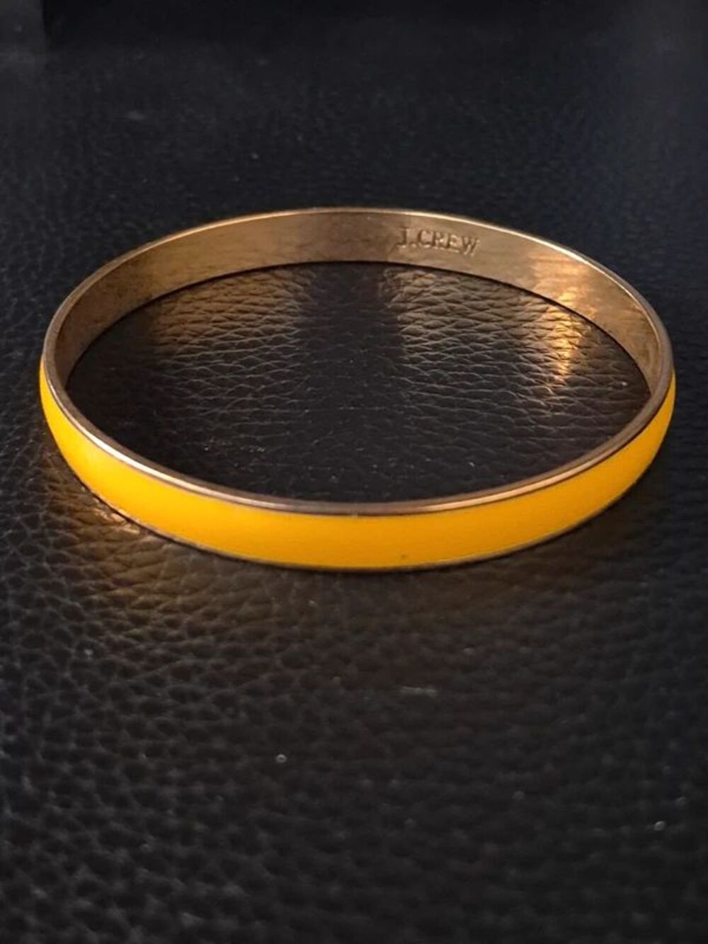Vintage J.Crew Yellow Enamel Bangle Bracelet Gold-Tone Signed